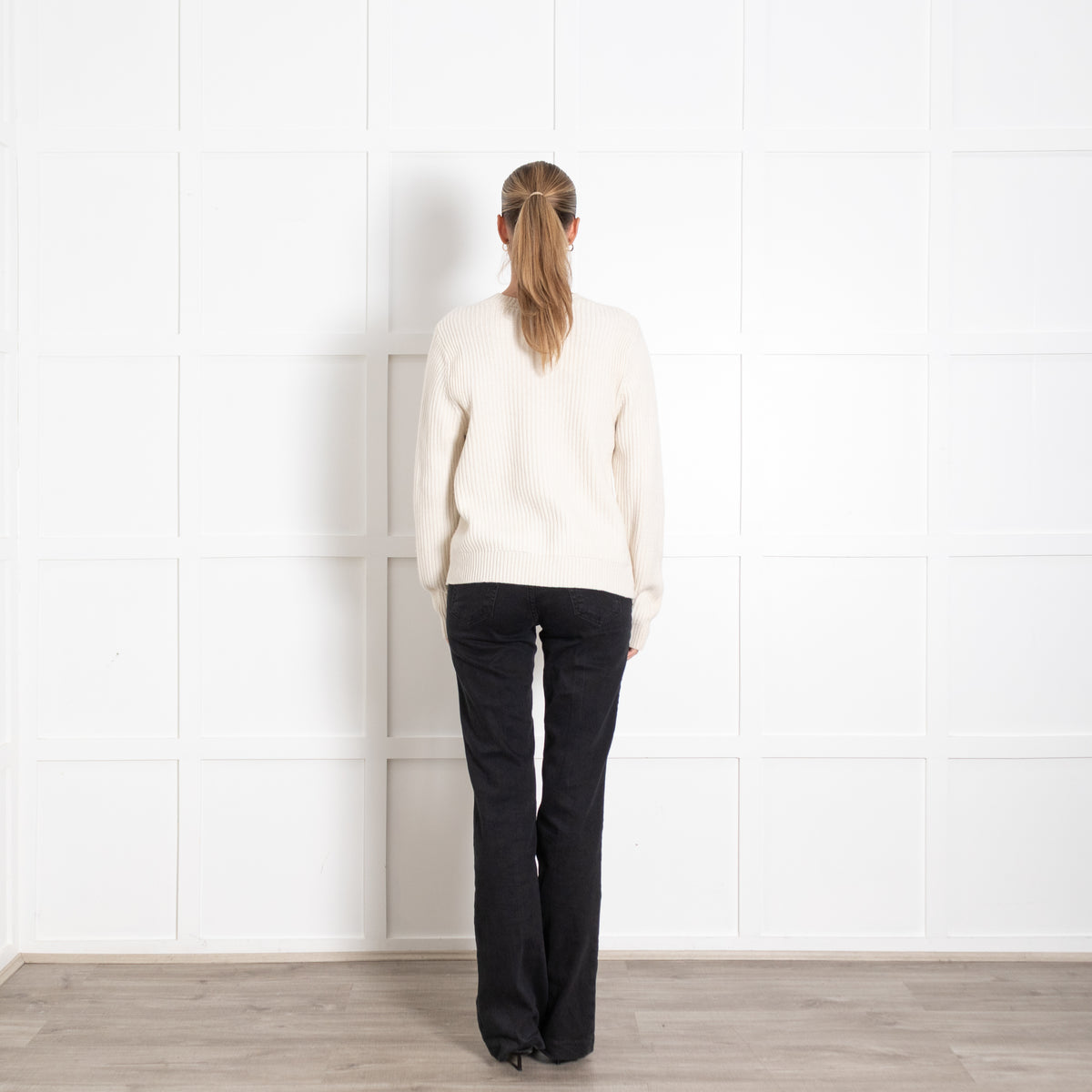 Tory Burch Cream Ribbed Cashmere Sweater