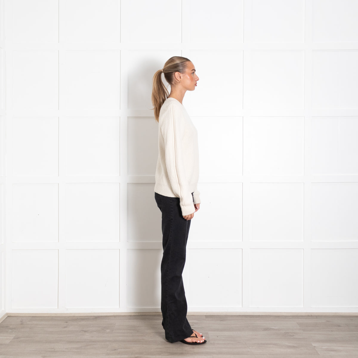 Tory Burch Cream Ribbed Cashmere Sweater