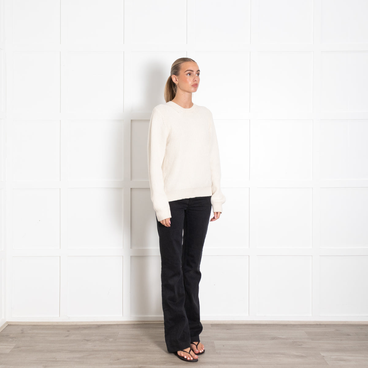 Tory Burch Cream Ribbed Cashmere Sweater