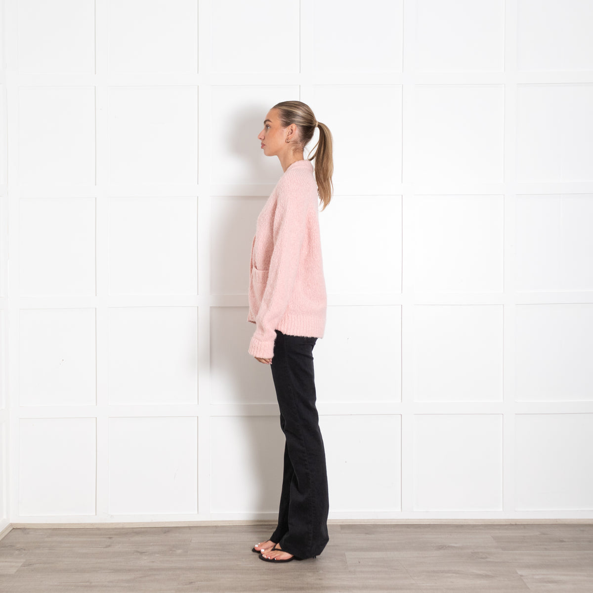 Tibi Peach Pink Buttoned Long-Sleeved Cardigan UK 6