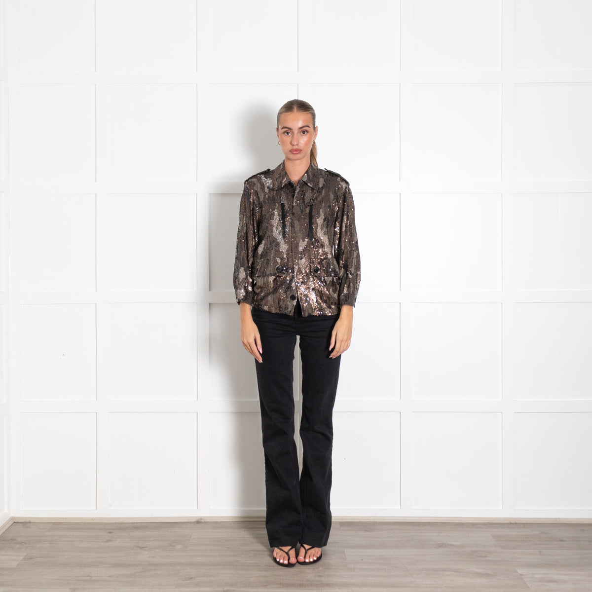Zadig & Voltaire Camouflage Sequin Brown Jacket