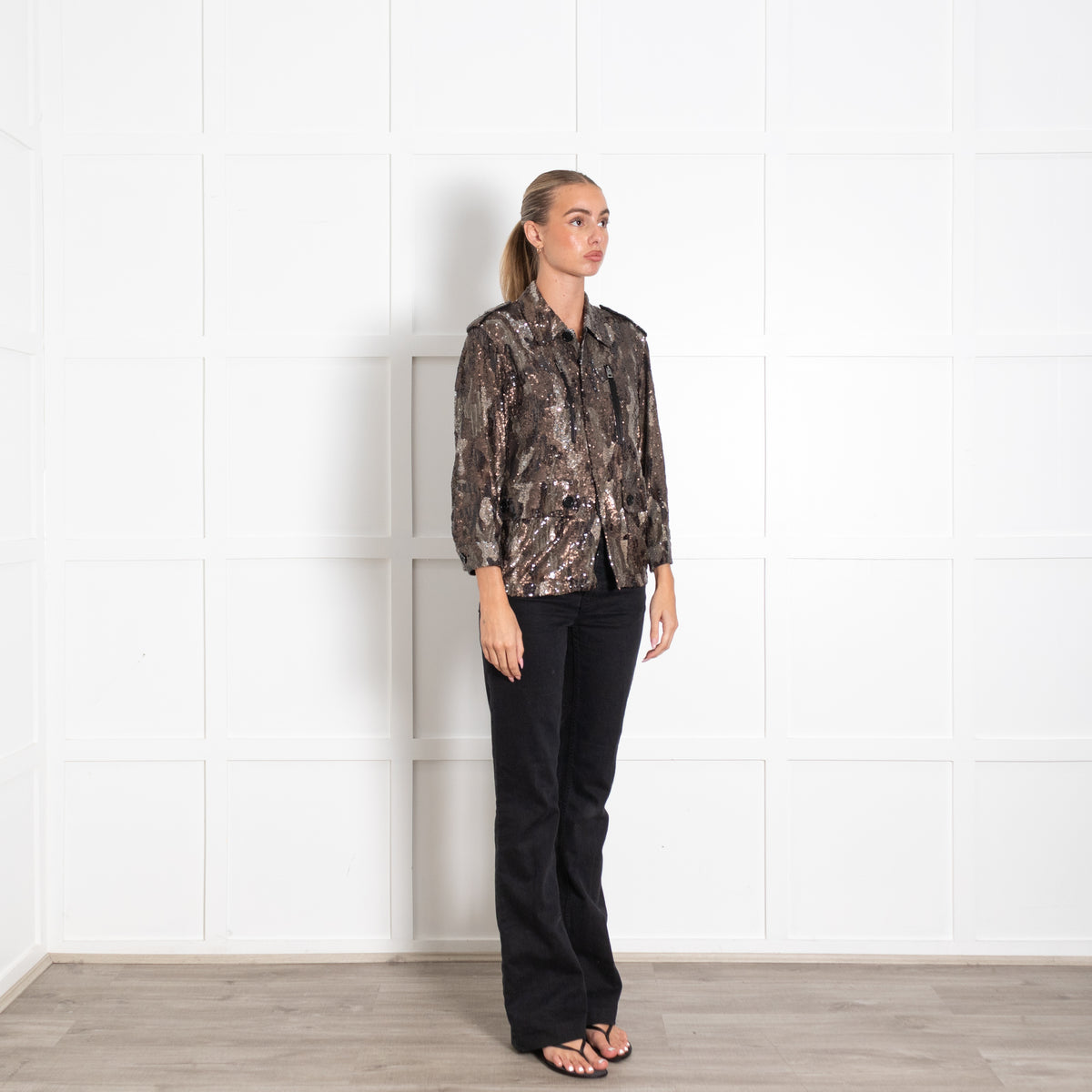 Zadig & Voltaire Camouflage Sequin Brown Jacket