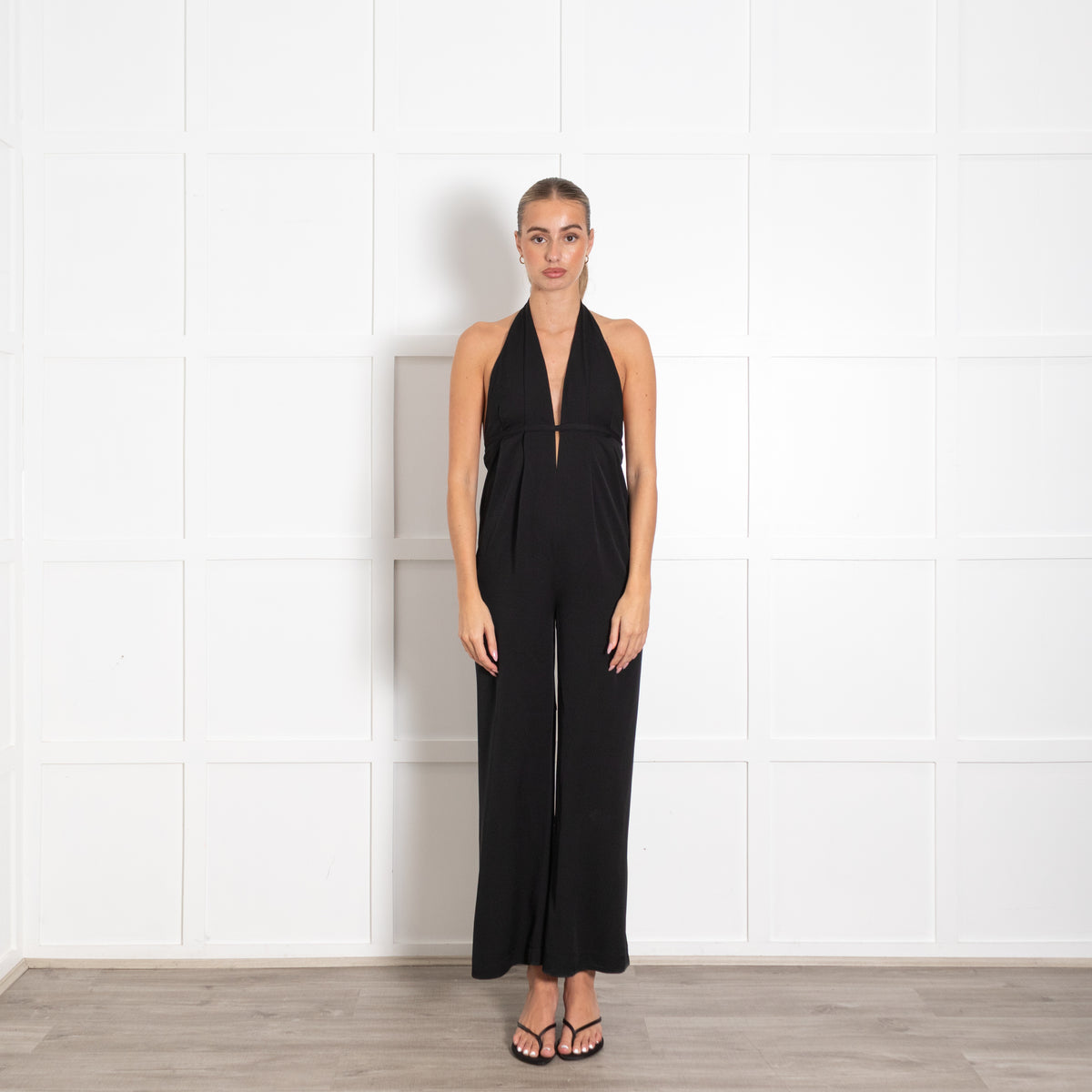 Diane Von Furstenberg  Black Silk Halter Neck Jumpsuit