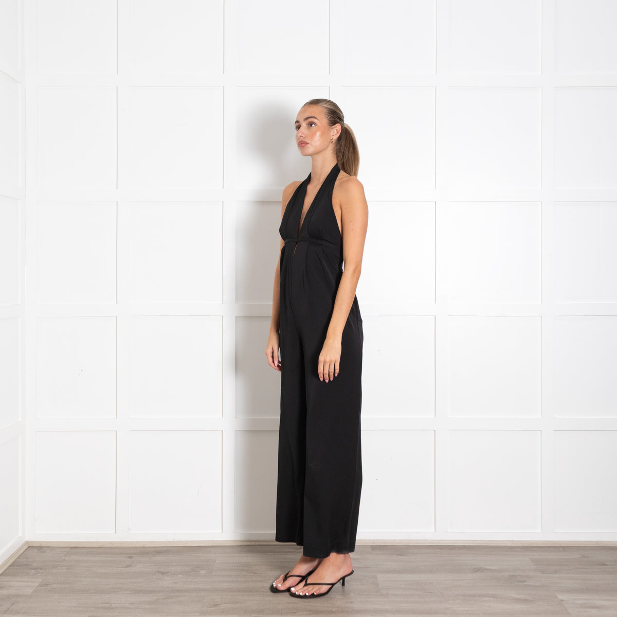 Diane Von Furstenberg  Black Silk Halter Neck Jumpsuit