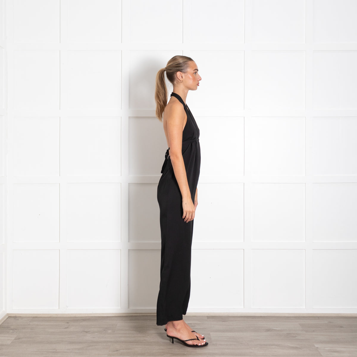 Diane Von Furstenberg  Black Silk Halter Neck Jumpsuit