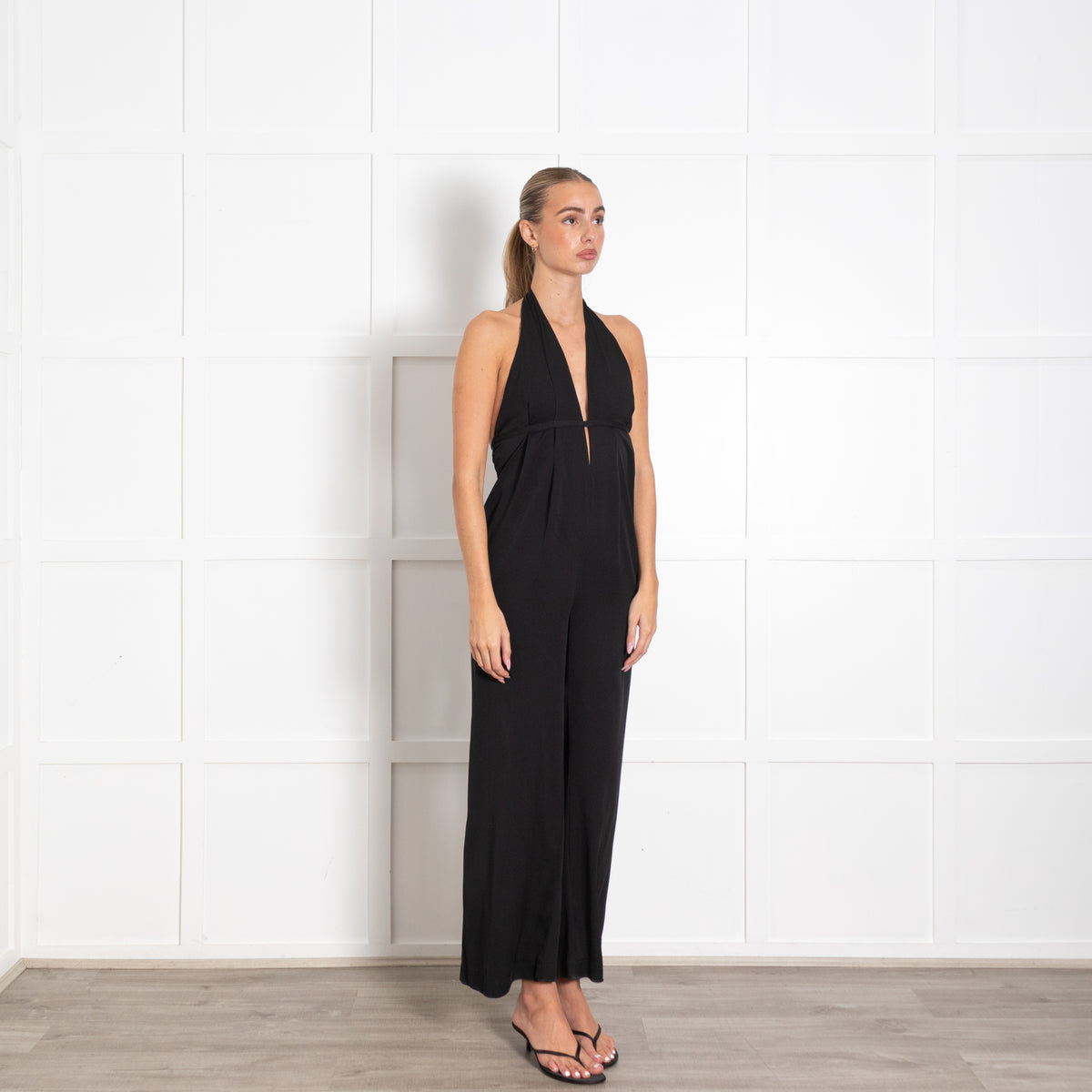 Diane Von Furstenberg  Black Silk Halter Neck Jumpsuit
