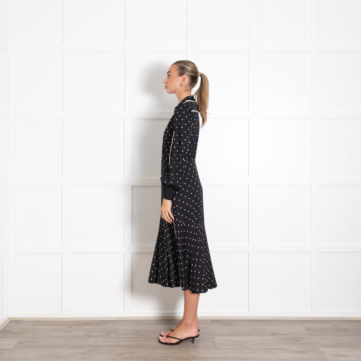 Me+Em Black White Polka Dot And Trim Detail Dress