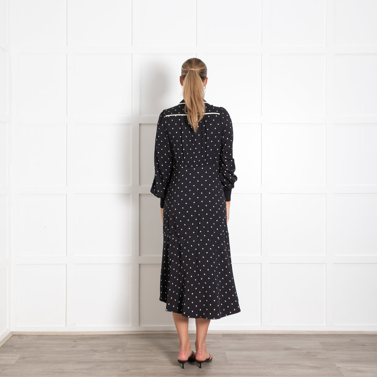 Me+Em Black White Polka Dot And Trim Detail Dress