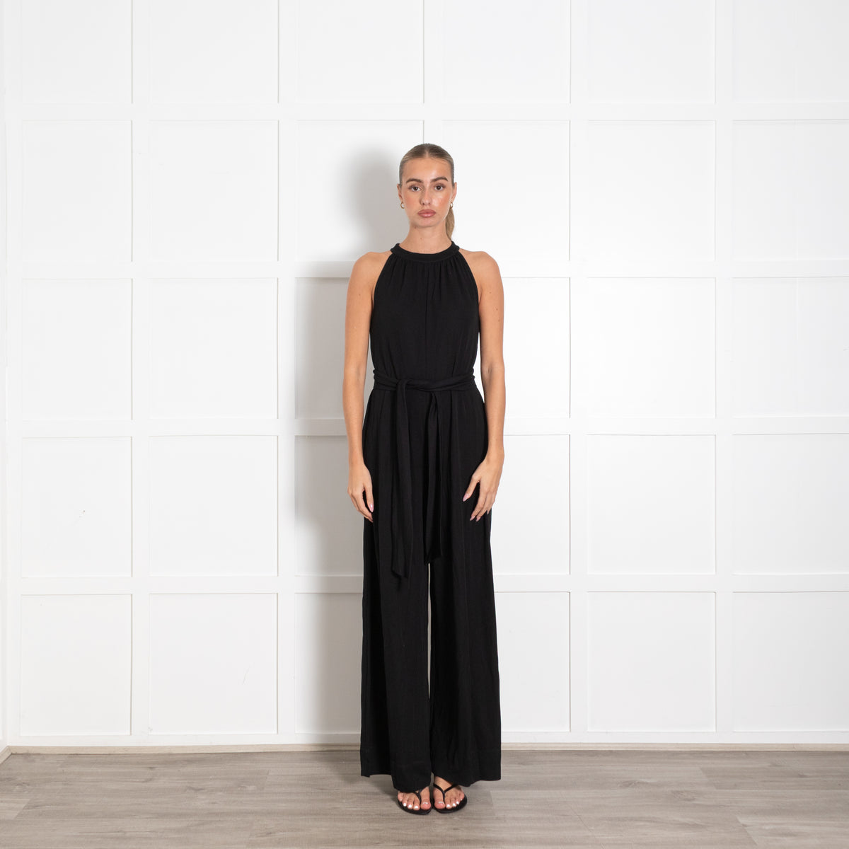 Me+EM Black Crepe Jersey Sleeveless Jumpsuit