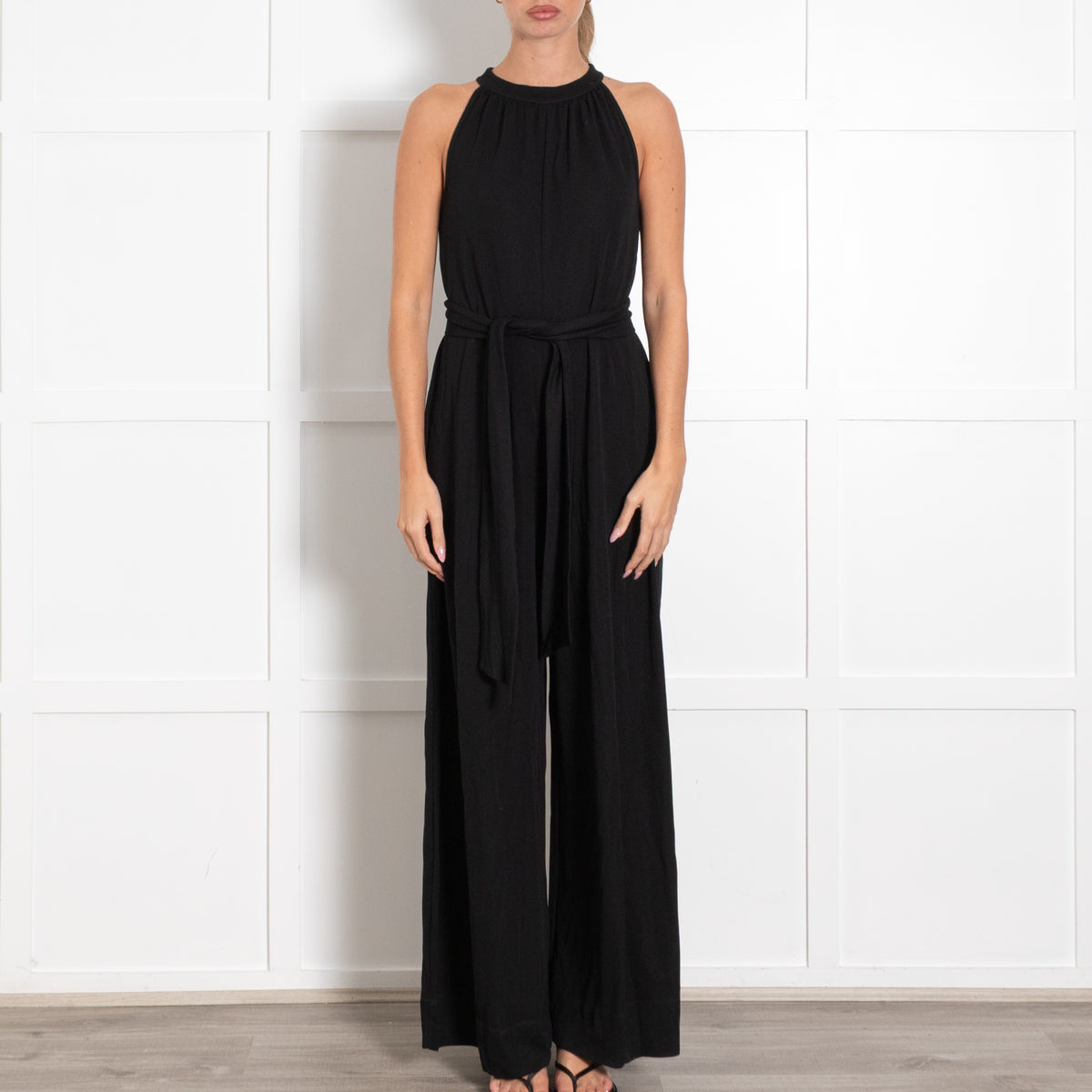 Me+EM Black Crepe Jersey Sleeveless Jumpsuit