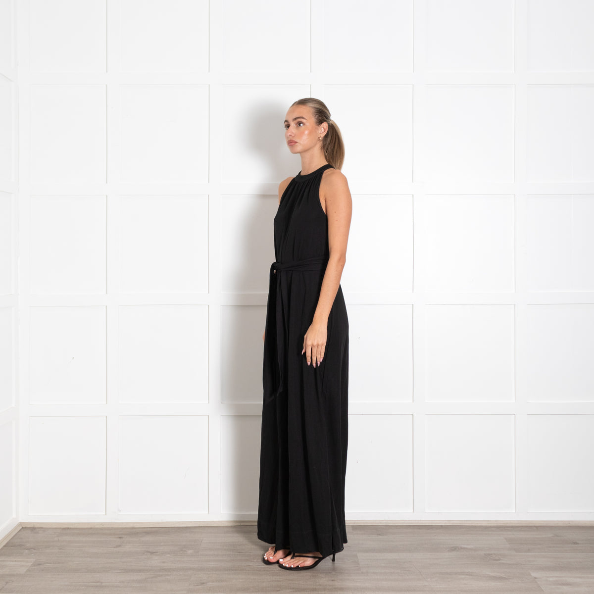 Me+EM Black Crepe Jersey Sleeveless Jumpsuit