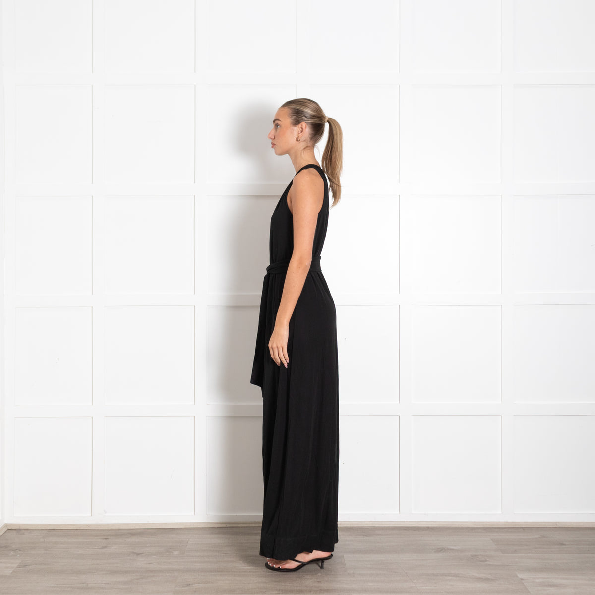 Me+EM Black Crepe Jersey Sleeveless Jumpsuit