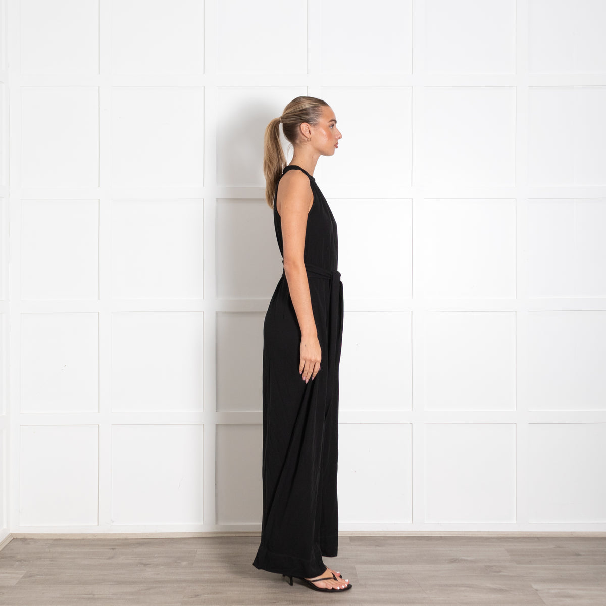 Me+EM Black Crepe Jersey Sleeveless Jumpsuit