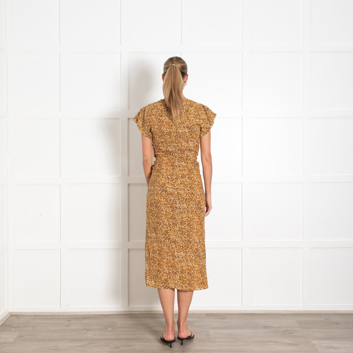 Isabel Marant Terena Ochre Silk Short Sleeve Dress