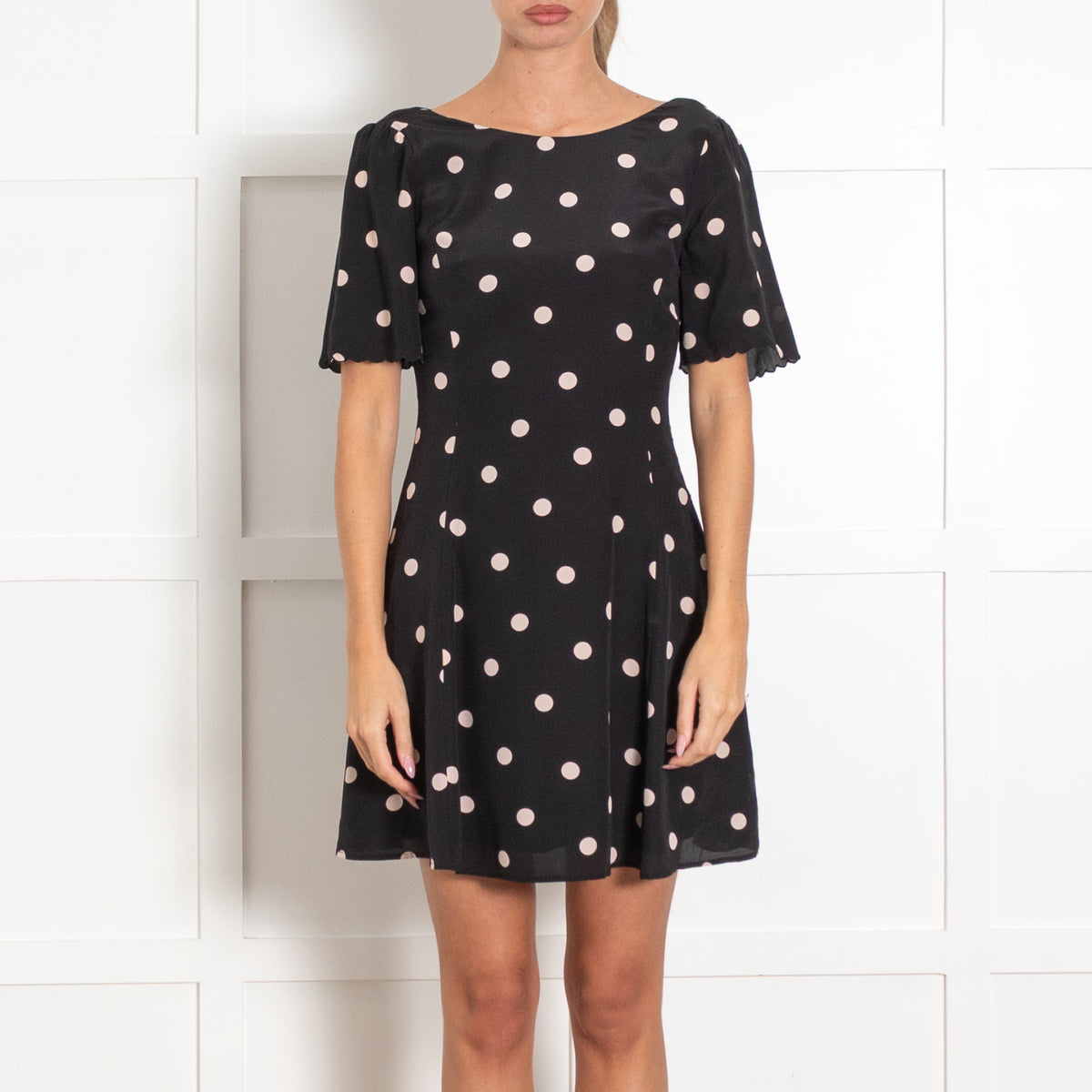 Sezane Black Dot Print Mini Dress