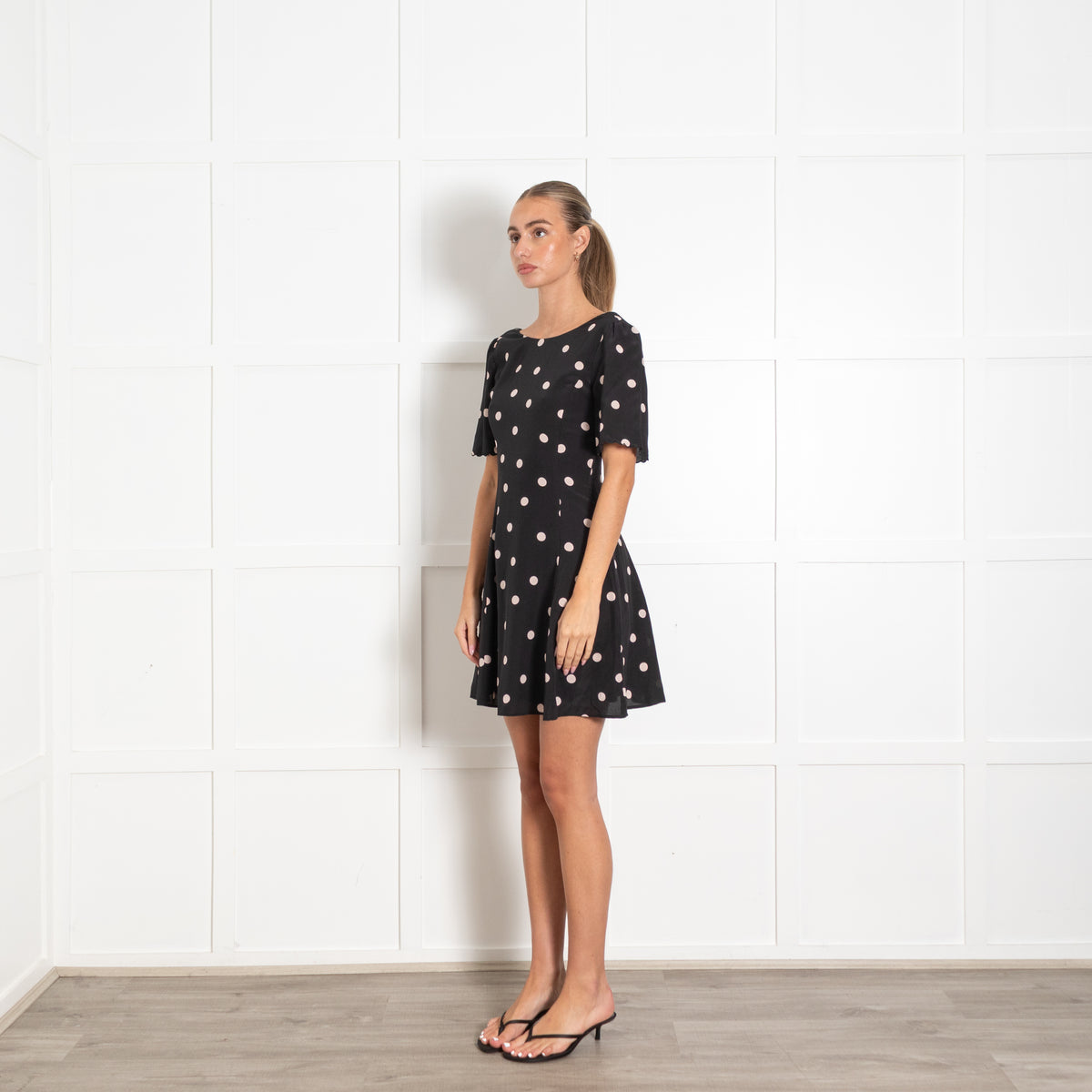 Sezane Black Dot Print Mini Dress