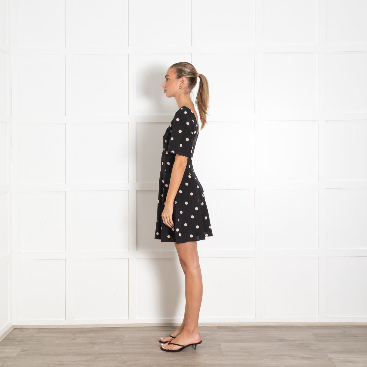 Sezane Black Dot Print Mini Dress
