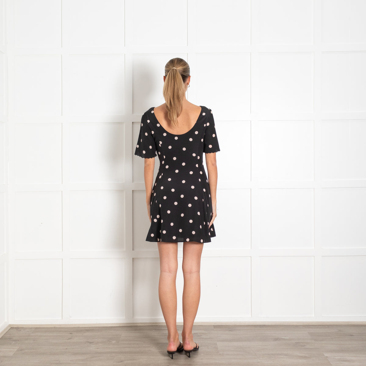 Sezane Black Dot Print Mini Dress
