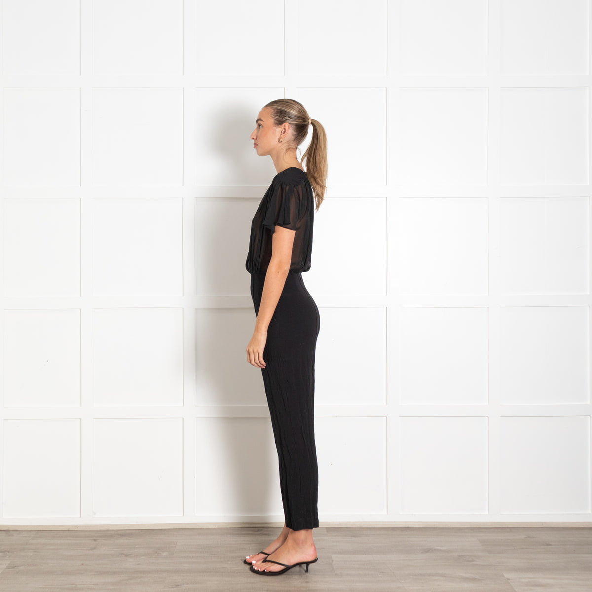 Sandro Black Sheer Top Jumpsuit