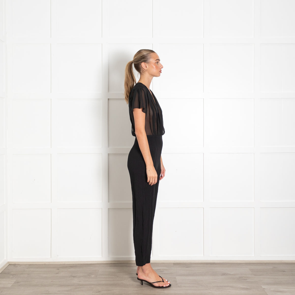 Sandro Black Sheer Top Jumpsuit