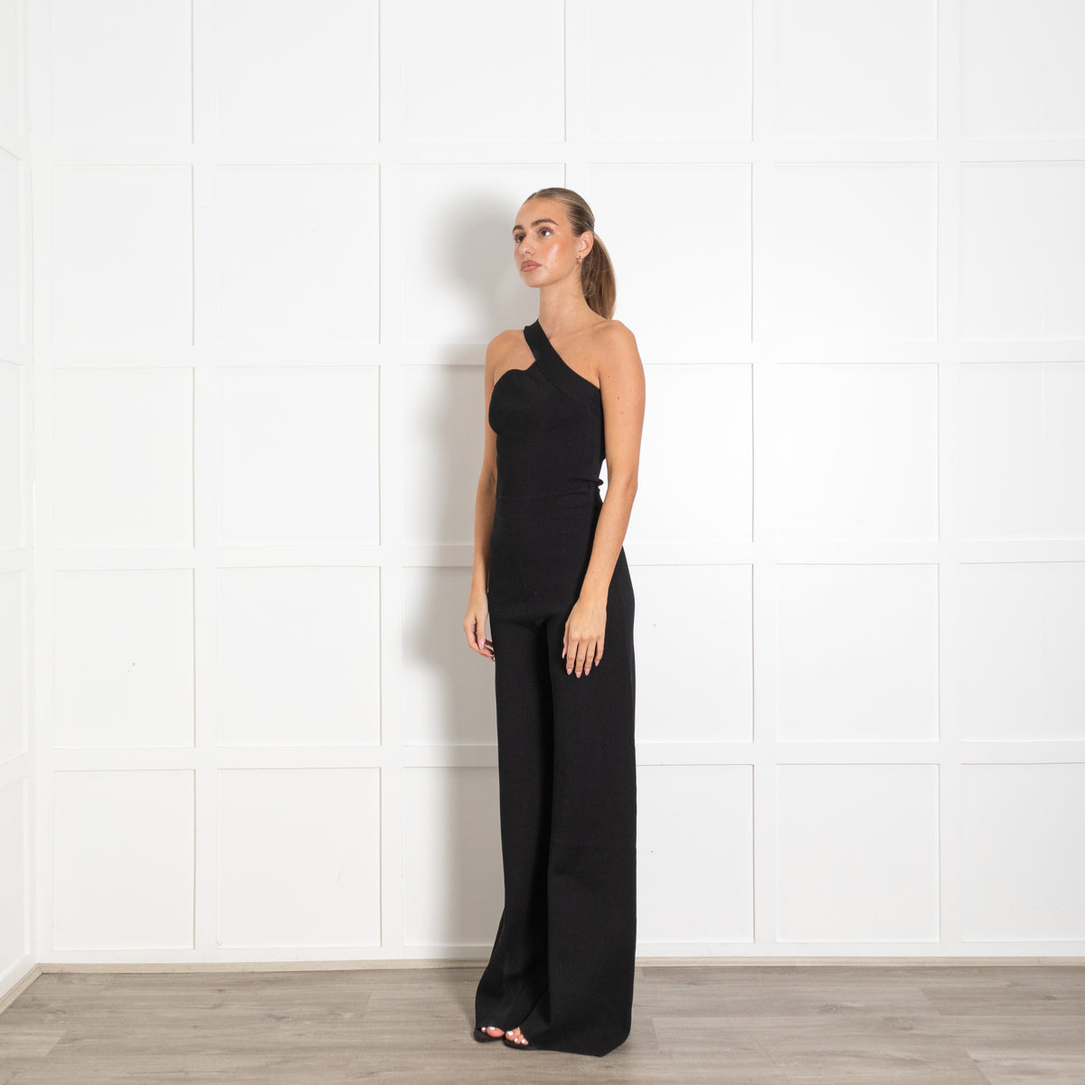Gauge81 Black Knitted Strappy Rueda Jumpsuit