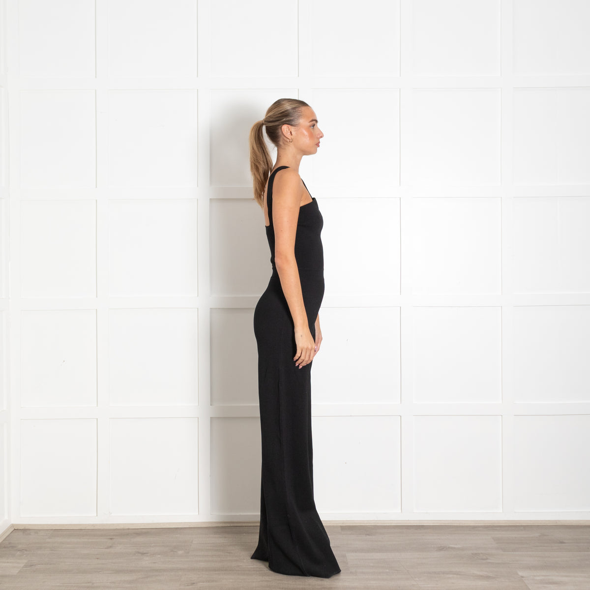 Gauge81 Black Knitted Strappy Rueda Jumpsuit