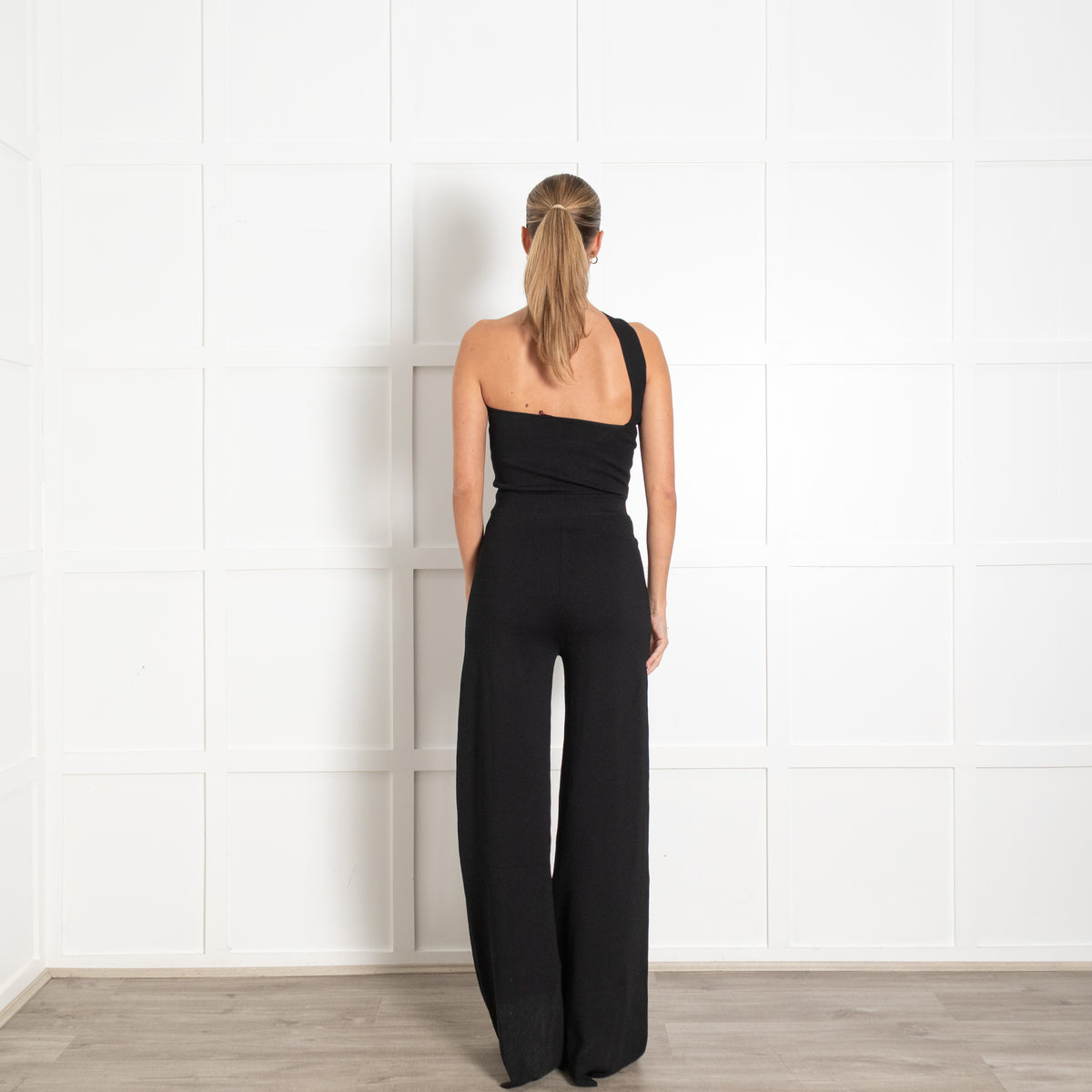 Gauge81 Black Knitted Strappy Rueda Jumpsuit