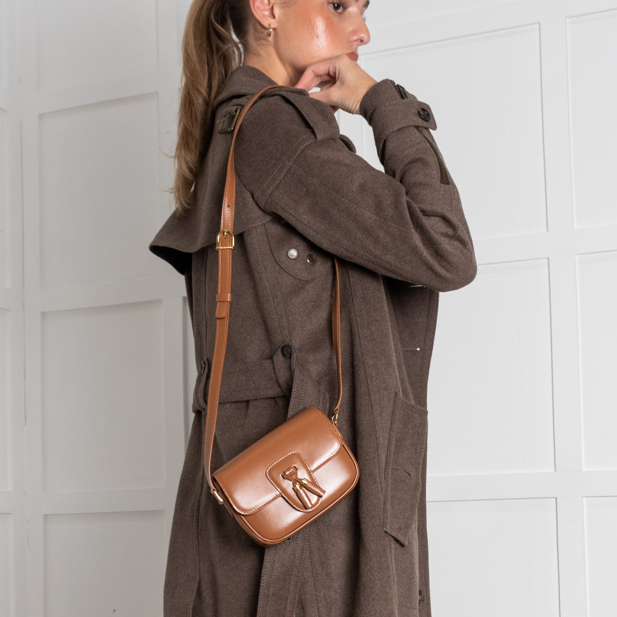 Celine Beige  Leather Mini Tassels Crossbody Bag