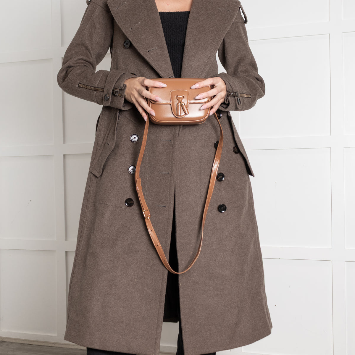 Celine Beige  Leather Mini Tassels Crossbody Bag