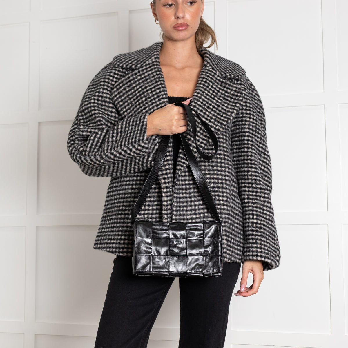 Bottega Veneta Black Leather Cassette Crossbody Bag