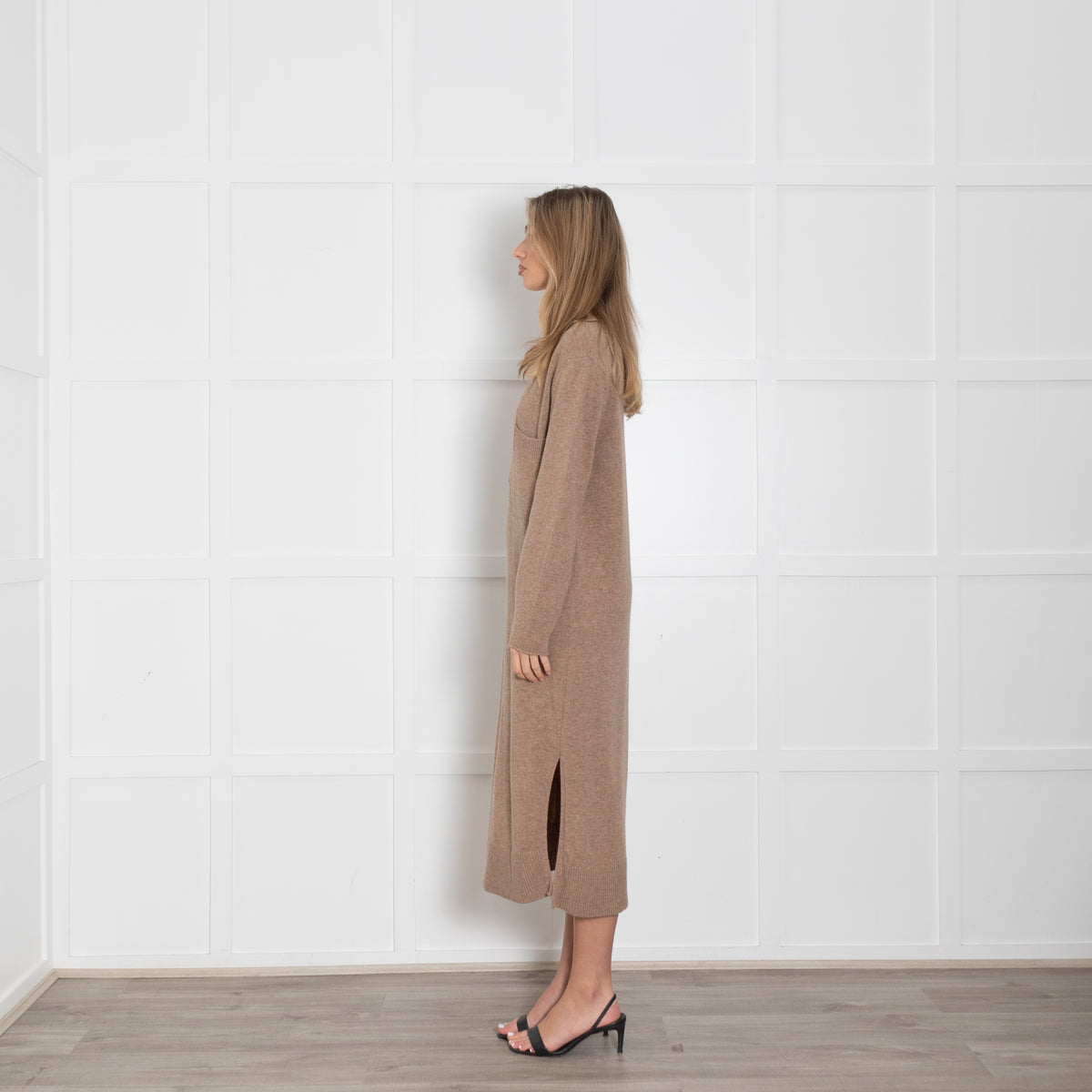 Joseph Beige Long-Sleeved Knitted Polo Dress