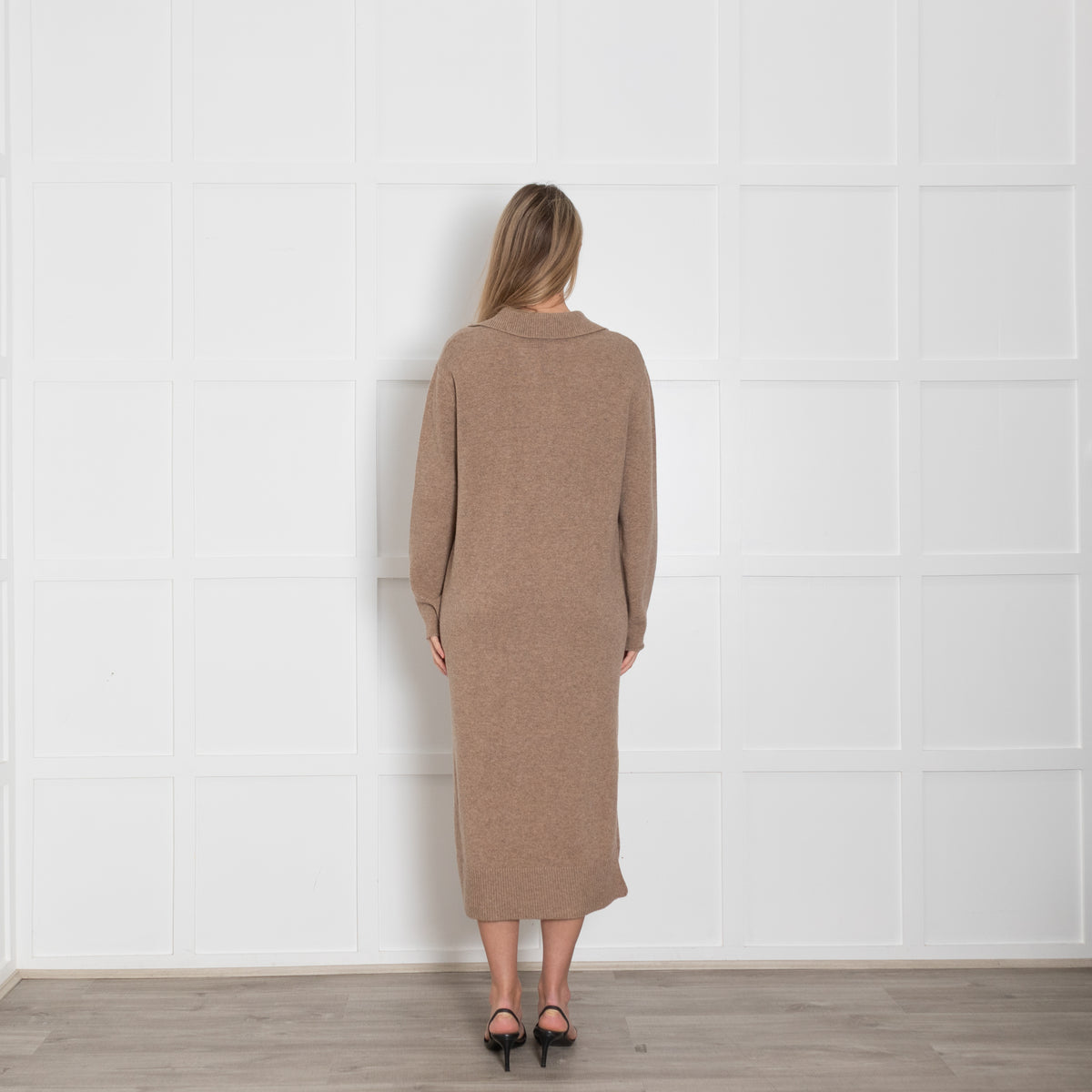Joseph Beige Long-Sleeved Knitted Polo Dress