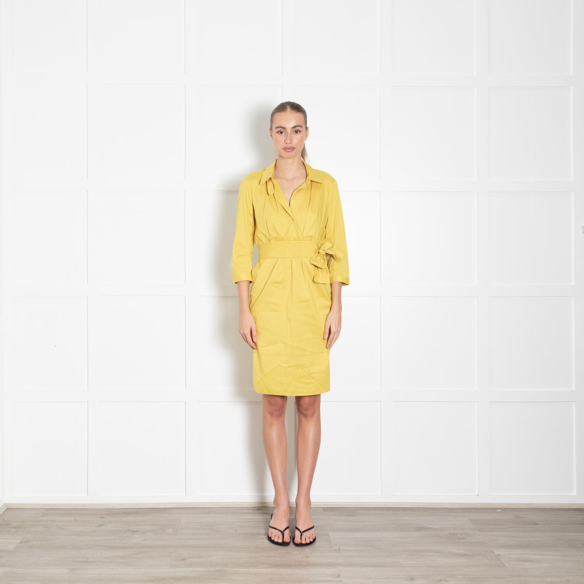Paule Ka Mustard Belted Cotton Dress