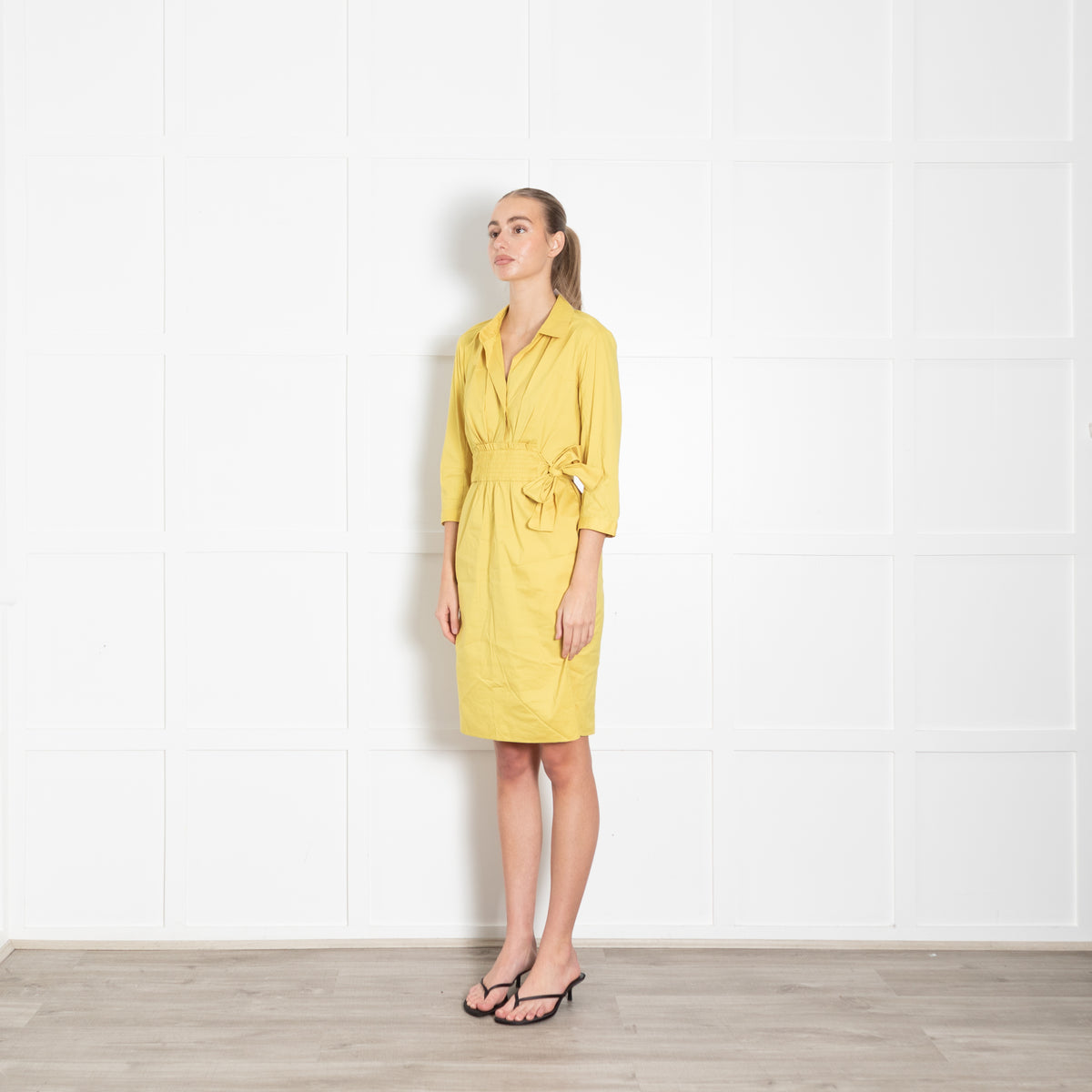 Paule Ka Mustard Belted Cotton Dress