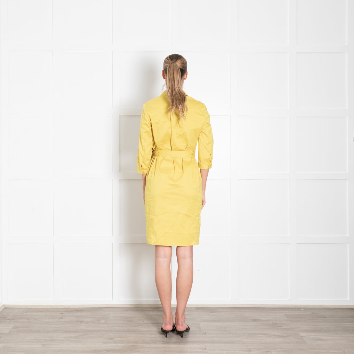 Paule Ka Mustard Belted Cotton Dress