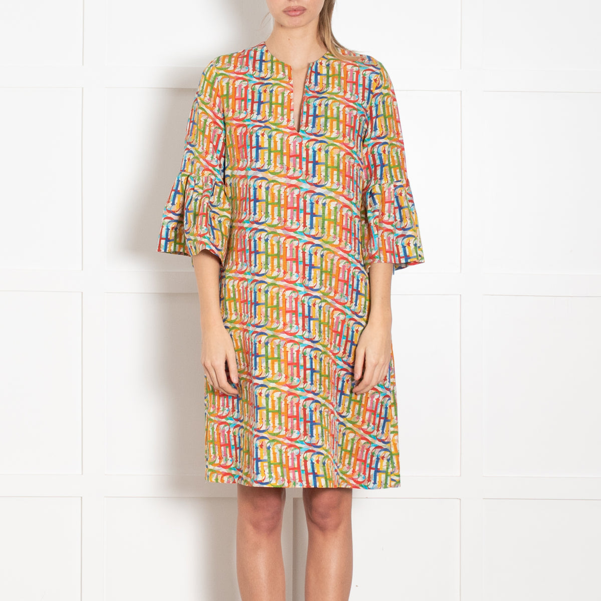 Carolina Herrera Multi CH Print Silk Blend Dress