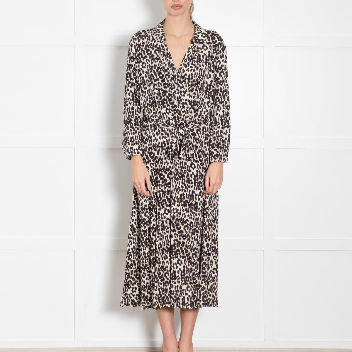 Marella Sport Black And Cream Animal Print Dress With Tie Belt