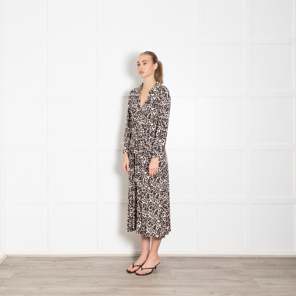 Marella Sport Black And Cream Animal Print Dress With Tie Belt