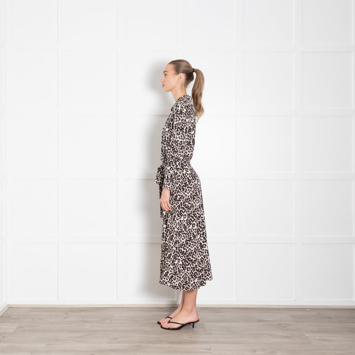 Marella Sport Black And Cream Animal Print Dress With Tie Belt