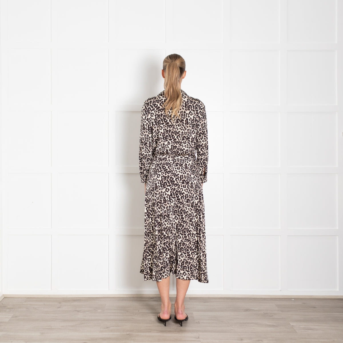 Marella Sport Black And Cream Animal Print Dress With Tie Belt