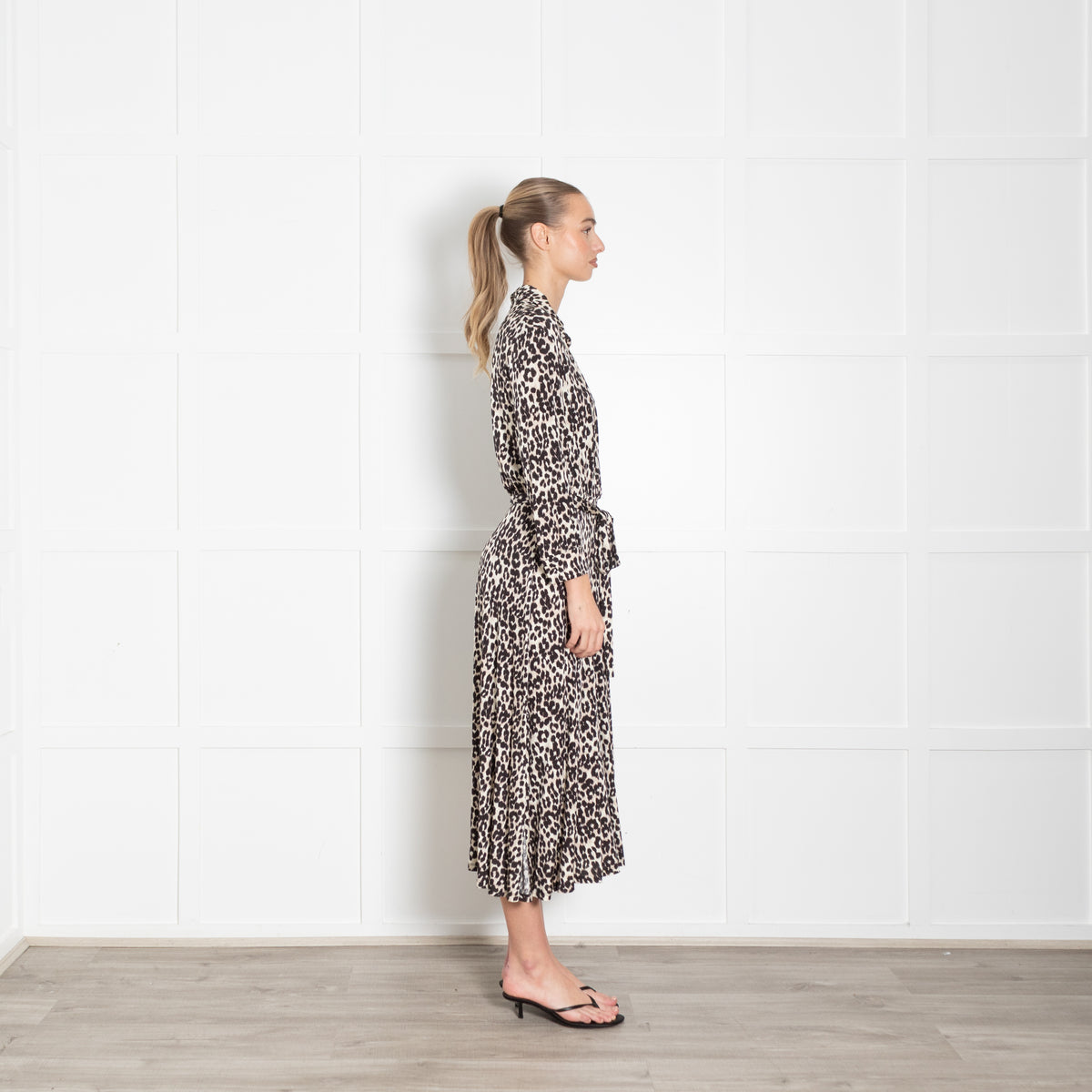 Marella Sport Black And Cream Animal Print Dress With Tie Belt
