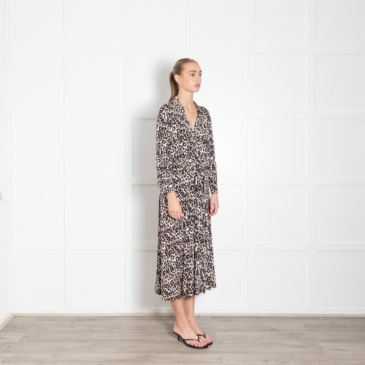 Marella Sport Black And Cream Animal Print Dress With Tie Belt