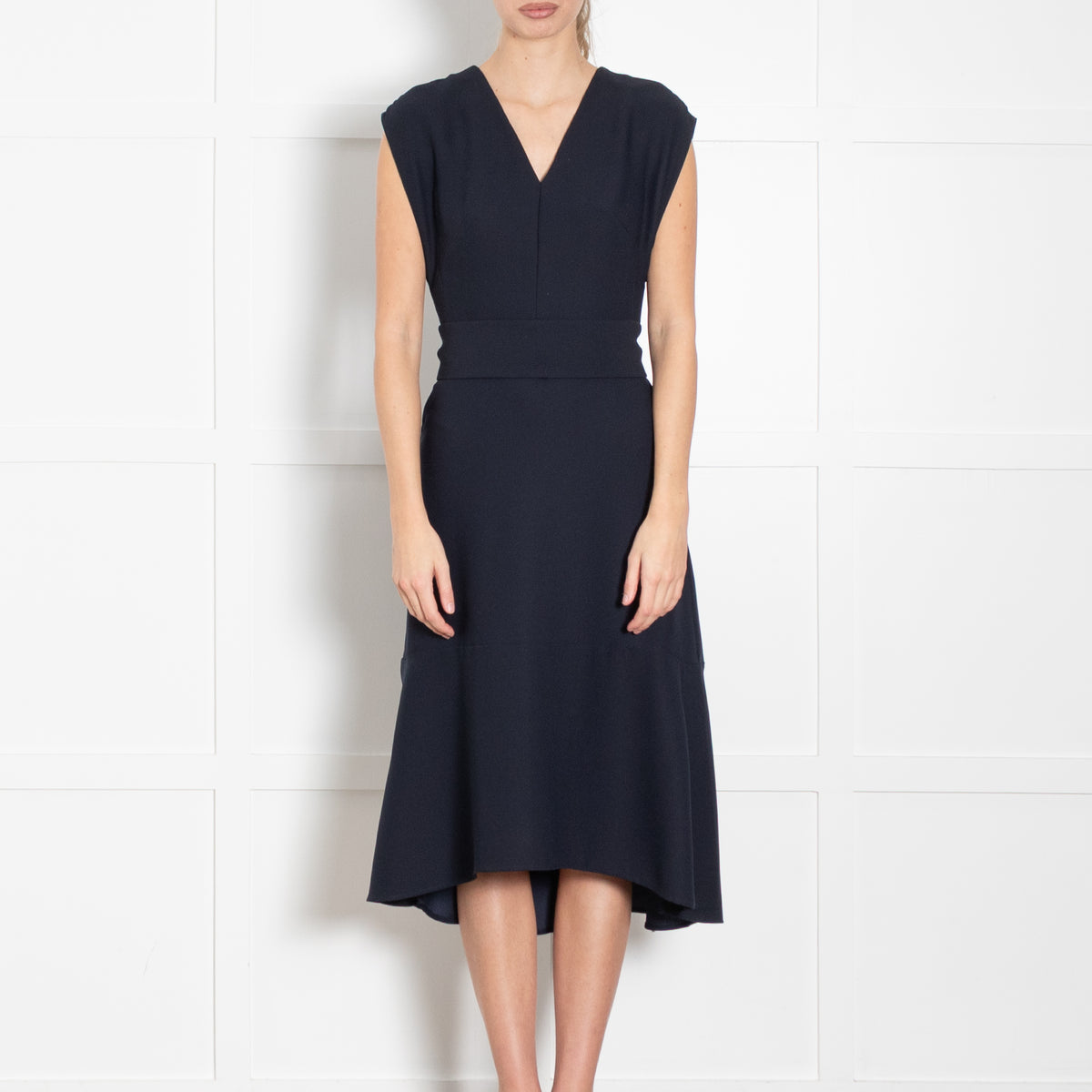 Cefinn Navy Sleeveless Wrap Waist Midi Dress