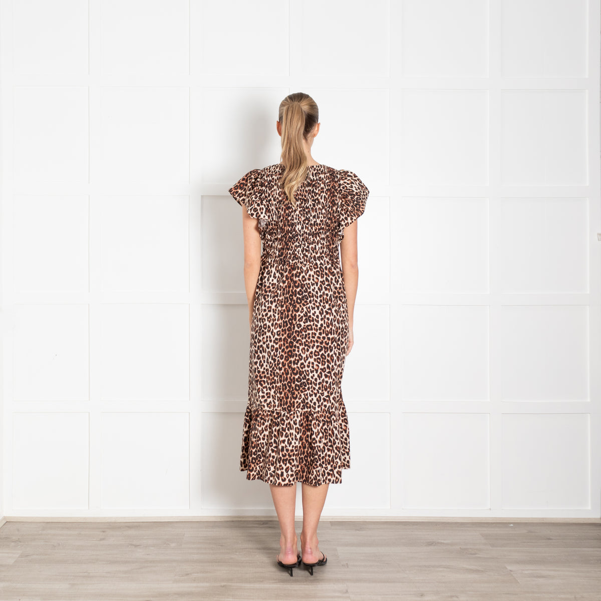 Rails Black Animal Print Clementine Frill Shoulder Dress