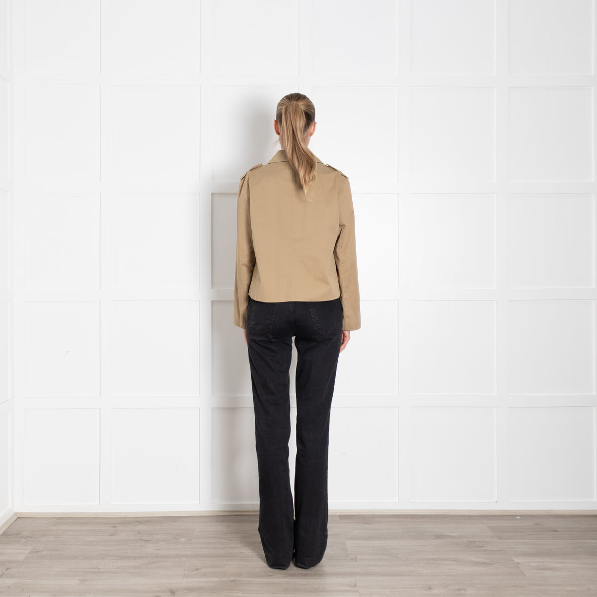Frame Khaki Short Cotton Gabardine Short Trench Jacket