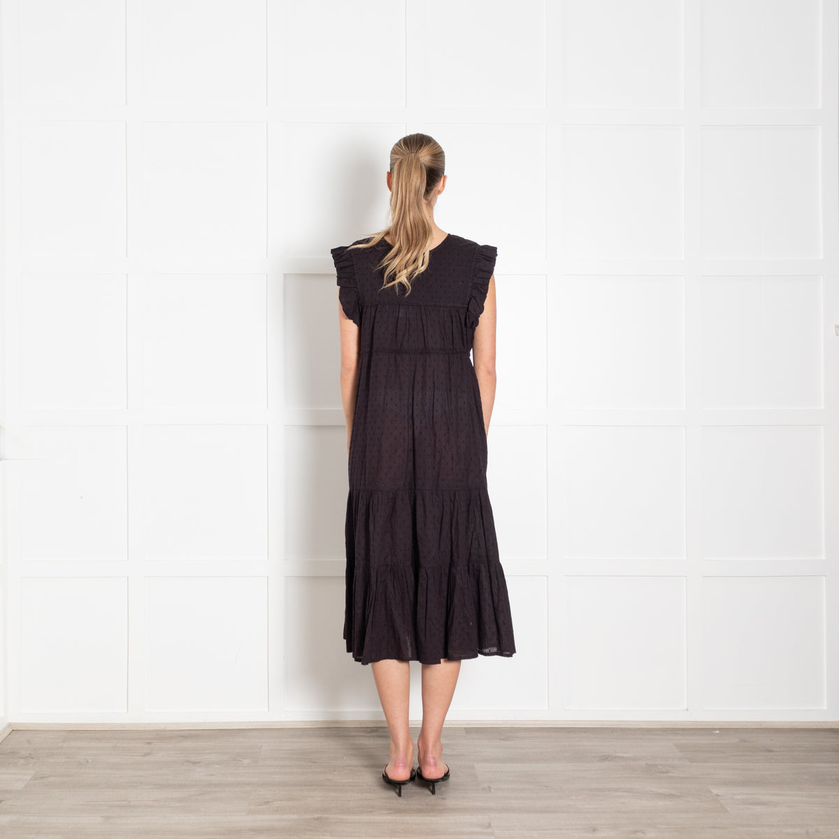 Millie Resort Black Cotton Midi Dress