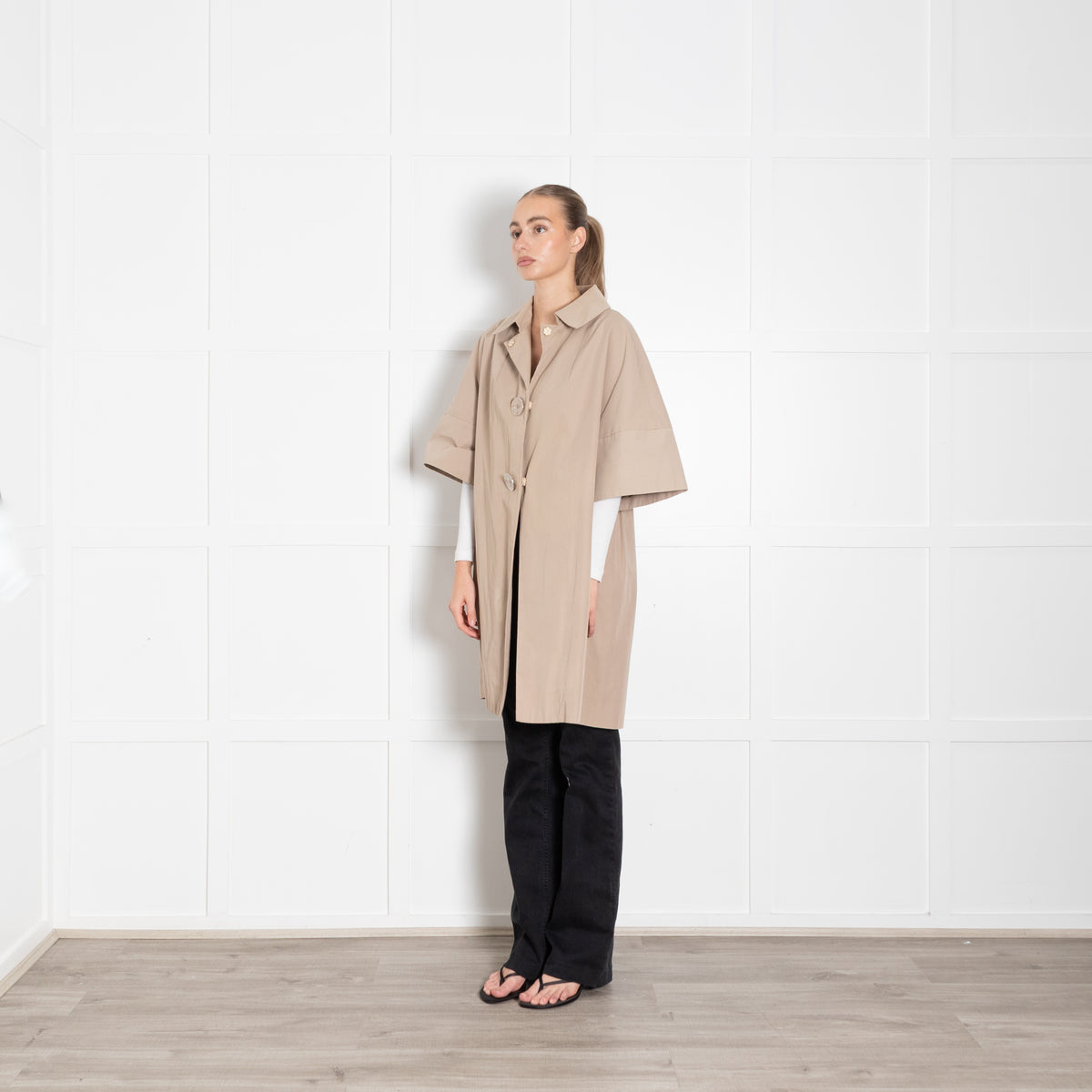 Sportmax Beige Trench Coat With Short Sleeves