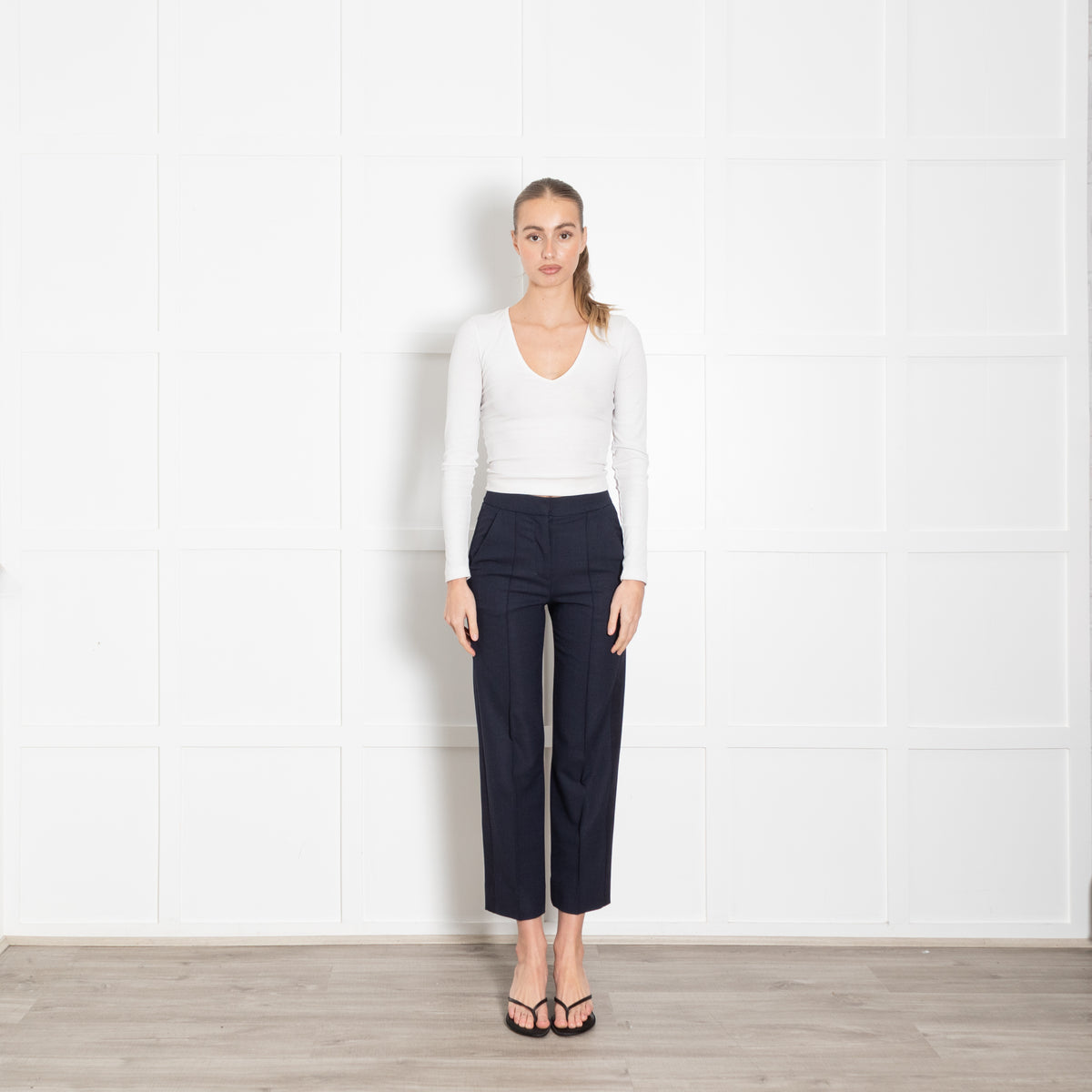 Me + Em Tailored Navy Woven Cigarette Trousers