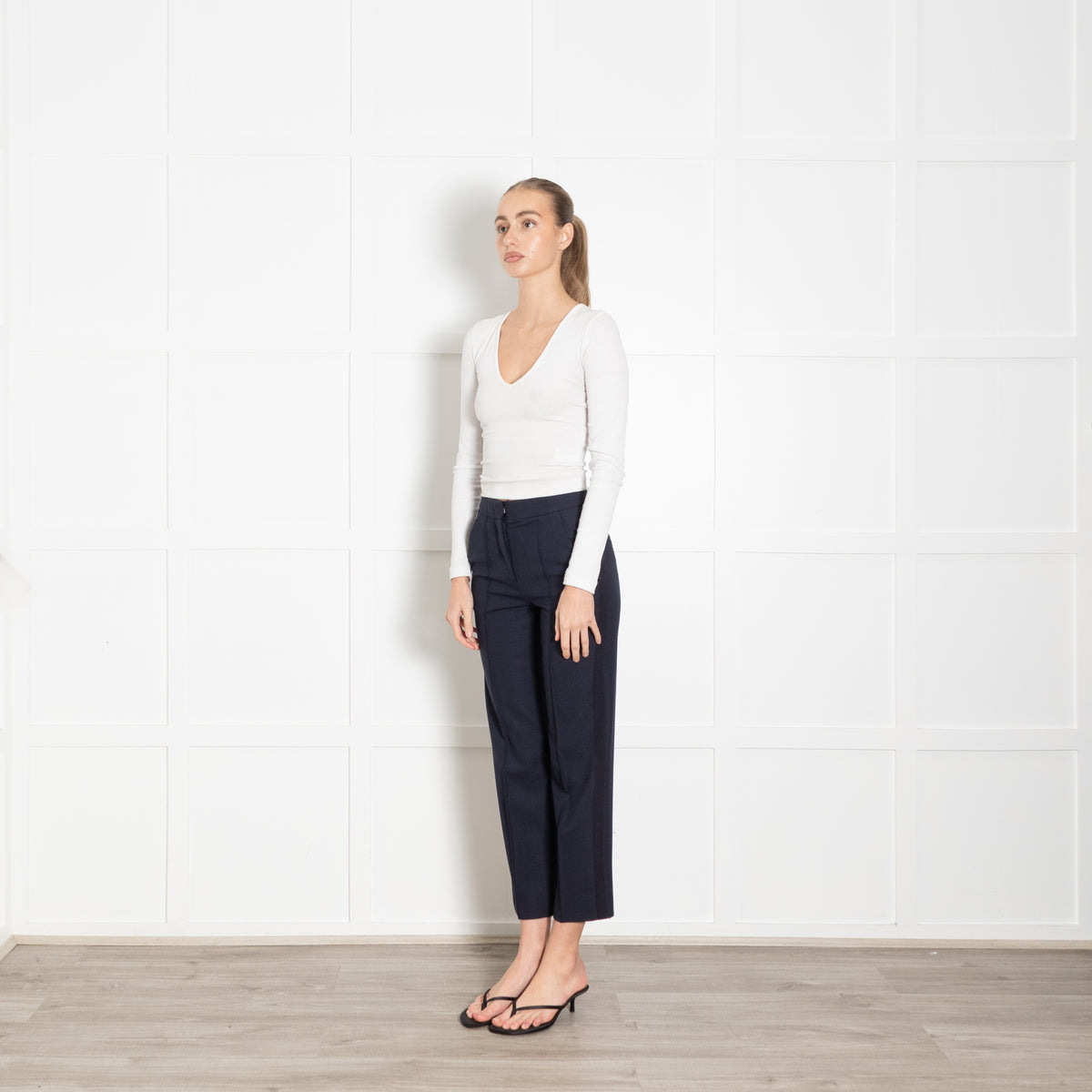 Me + Em Tailored Navy Woven Cigarette Trousers