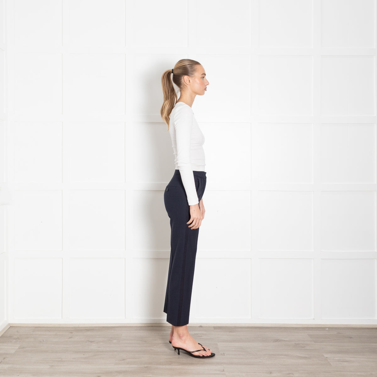 Me + Em Tailored Navy Woven Cigarette Trousers